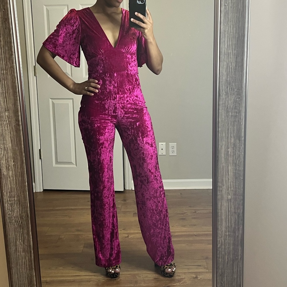 Free people crushed velvet jumpsuit